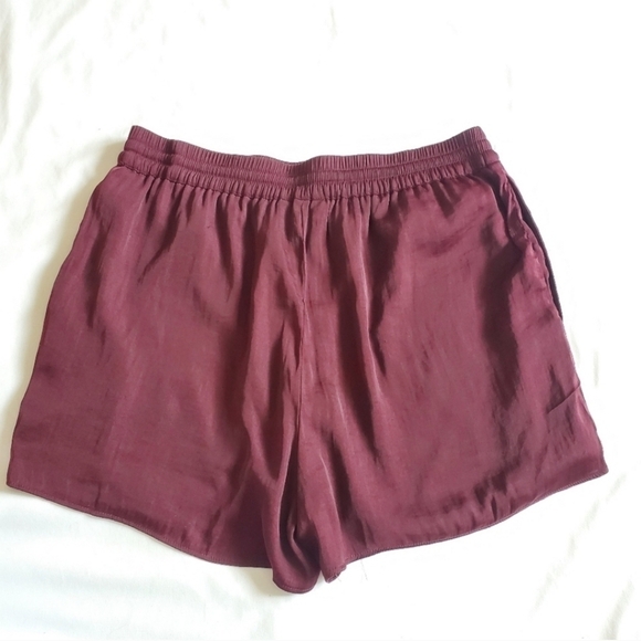 Red Satin Like Pull On Shorts - Picture 3 of 8